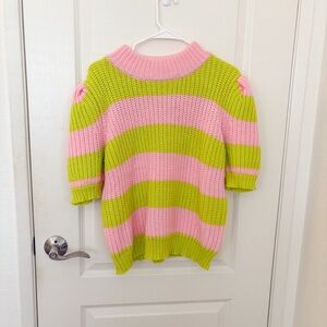 English Factory Green and Pink Striped Sweater